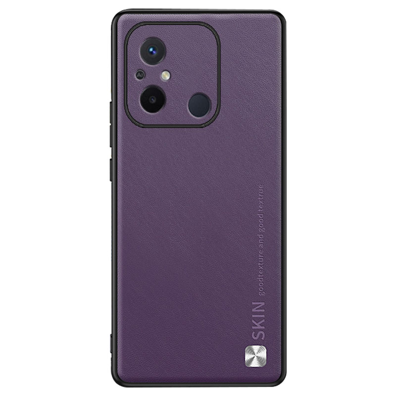 

Für Xiaomi Redmi 12C 4G Schockdes Metalldekoration PU -leder -pc+tpu -telefongehäuse - Crimson Cherry, Xiaomi Redmi 12C 4G