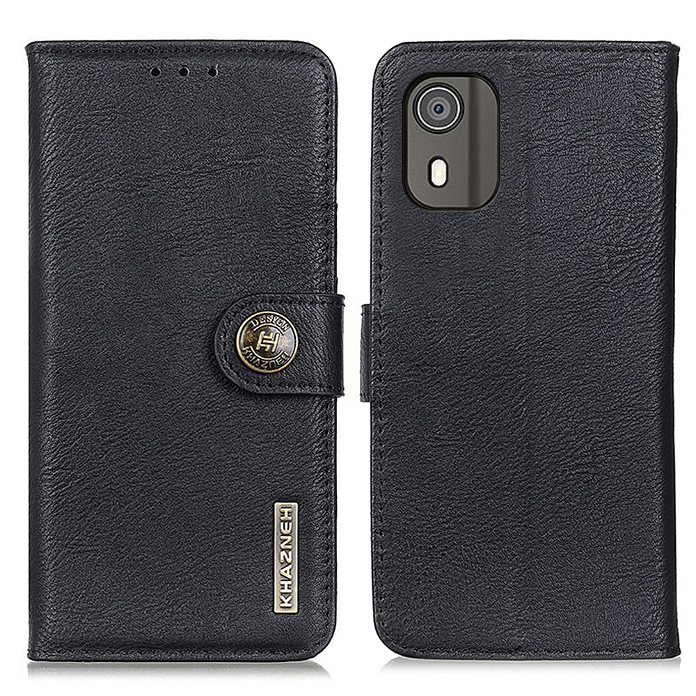 

Khazneh Für Nokia C02 Anti-staub PU Leder Telefon Hülle Wallet Stand Cowide Textur Telefonabdeckung - Schwarz, Nokia C02