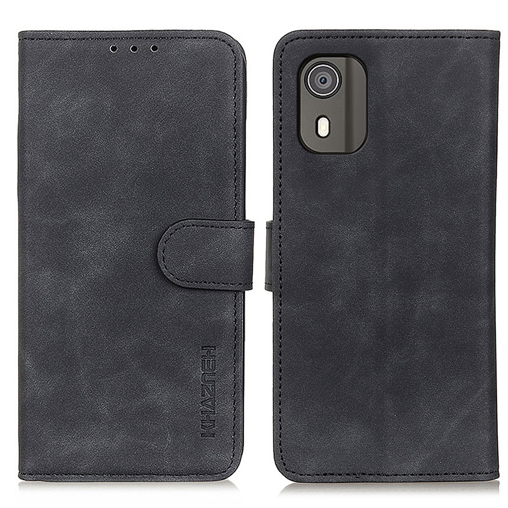 

Khazneh Für Nokia C02 Vintage Textur Handy Hülle Magnetische Klasze PU Leder -ständer Brieftasche - Schwarz, Nokia C02