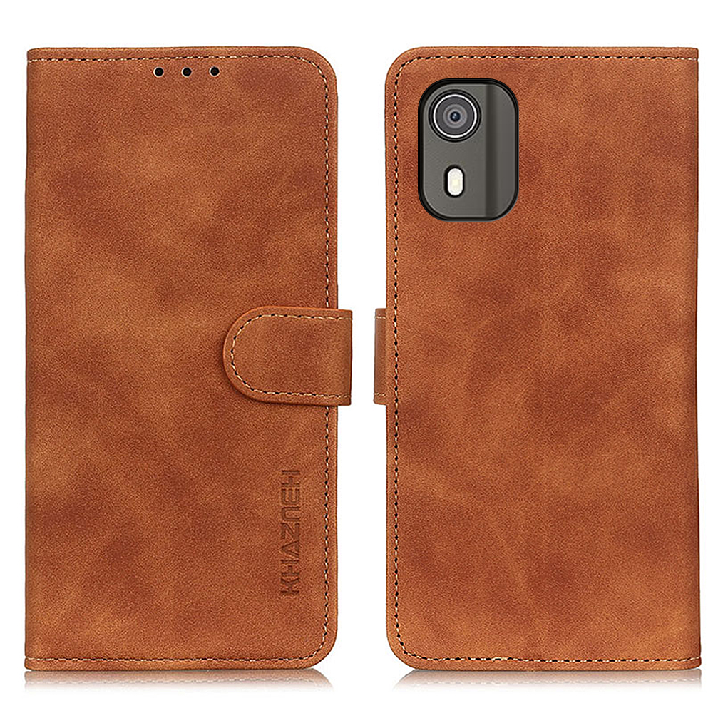

Khazneh Für Nokia C02 Vintage Textur Handy Hülle Magnetische Klasze PU Leder -ständer Brieftasche - Braun, Nokia C02