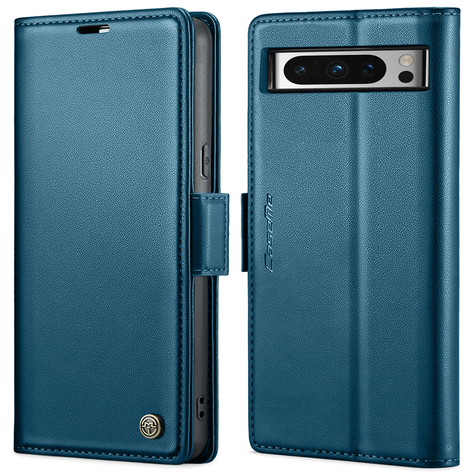

Caseme 023 -serie Für Google Pixel 8 Pro RFID Blocking Wallet Phone Hülle PU Leder Litchi Texture Stand Cover - Blau, Google Pixel 8 Pro