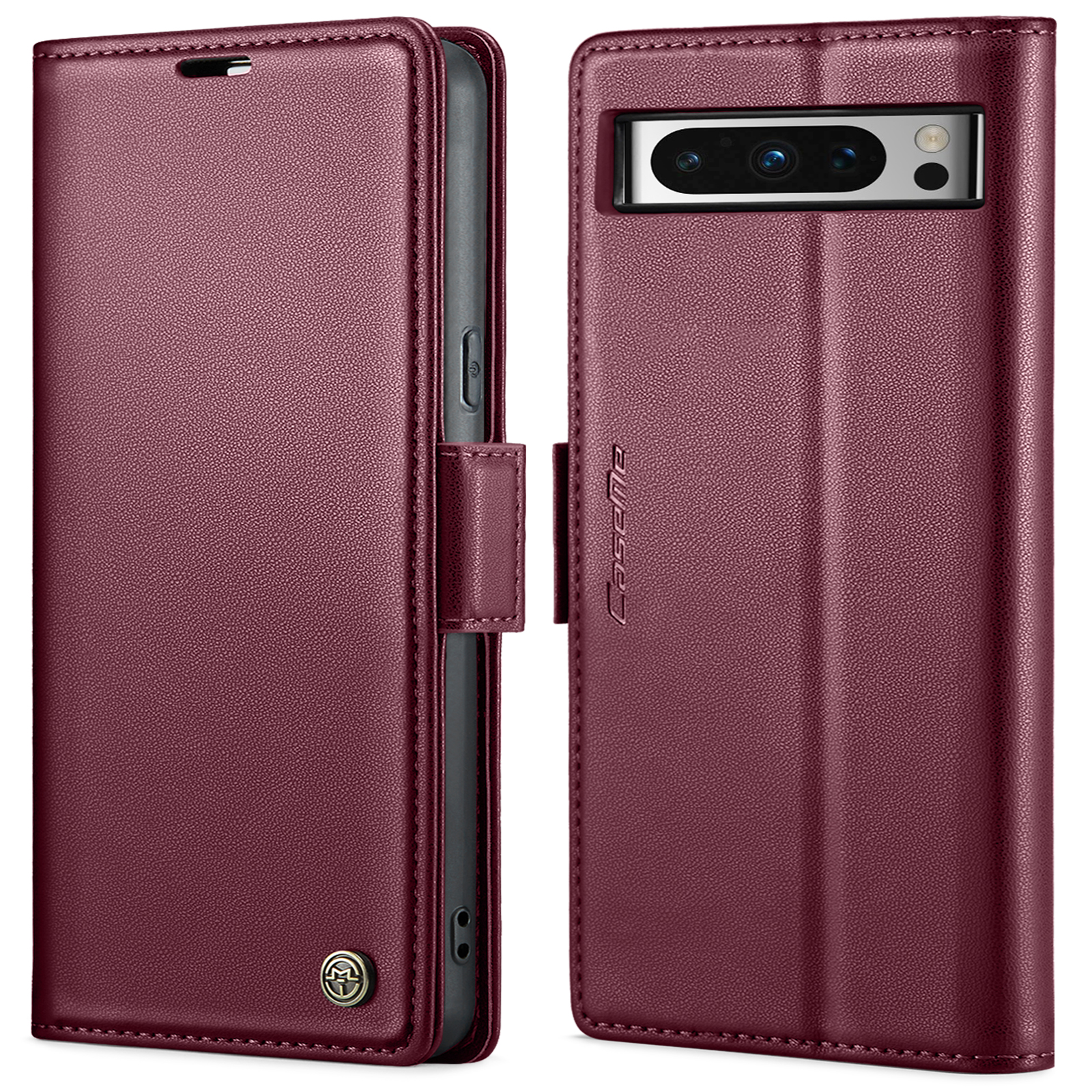 

Caseme 023 -serie Für Google Pixel 8 Pro RFID Blocking Wallet Phone Hülle PU Leder Litchi Texture Stand Cover - Rot, Google Pixel 8 Pro