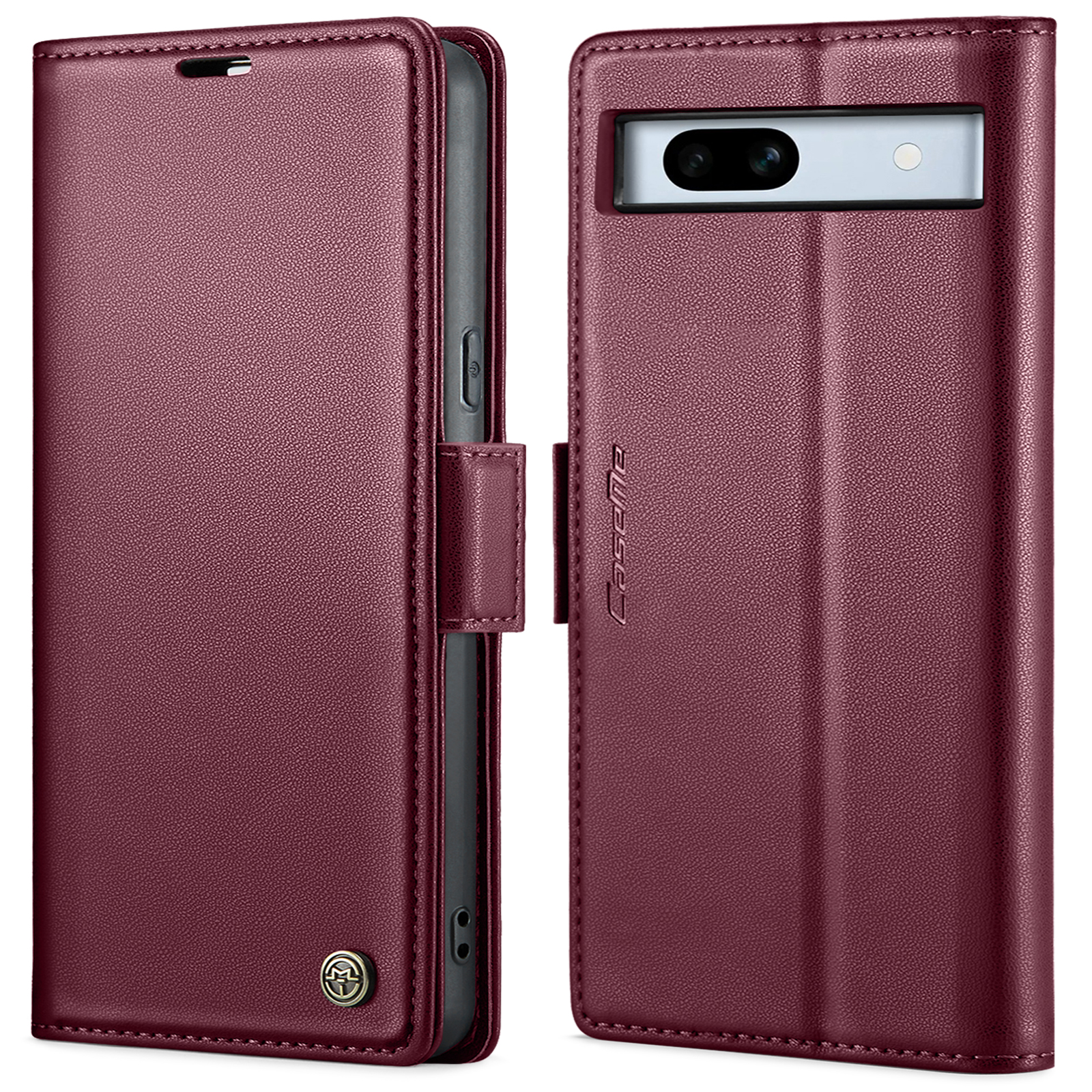 

Caseme 023 -serie Für Google Pixel 7a RFID Blocking Wallet Stand Phone Hülle Litchi Textur PU Lederabdeckung - Rot, Google Pixel 7a