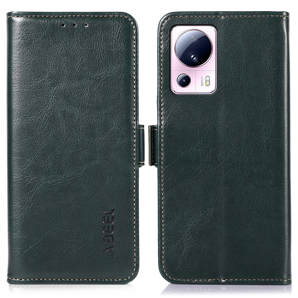 

Abel Für Xiaomi 13 Lite / Civi 2 5G PU Leder Flip Cover Case Crazy Horse Textur Stand Wallet Mobiltelefonabdeckung - Grün, Xiaomi 13 Lite