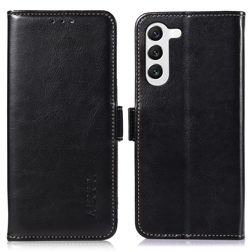 

ABEEL Für Samsung Galaxy S22 5G Wallet Stand Phone Hülle PU Leder Verrückte Pferde Textur Abdeckung - Schwarz, Galaxy S22 5G