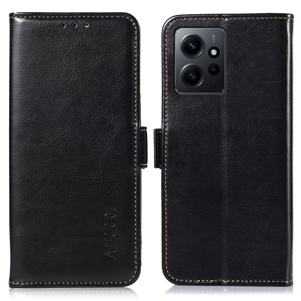 

ABEEL Wallet Telefonhülle Für Xiaomi Redmi Note 12 4G Crazy Horse Texture PU Leder Telefonabdeckung Mit Ständer - Schwarz, Xiaomi Redmi Note 12 4G