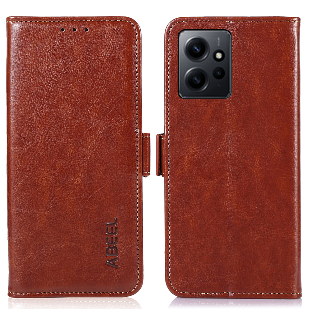 

ABEEL Wallet Telefonhülle Für Xiaomi Redmi Note 12 4G Crazy Horse Texture PU Leder Telefonabdeckung Mit Ständer - Braun, Xiaomi Redmi Note 12 4G