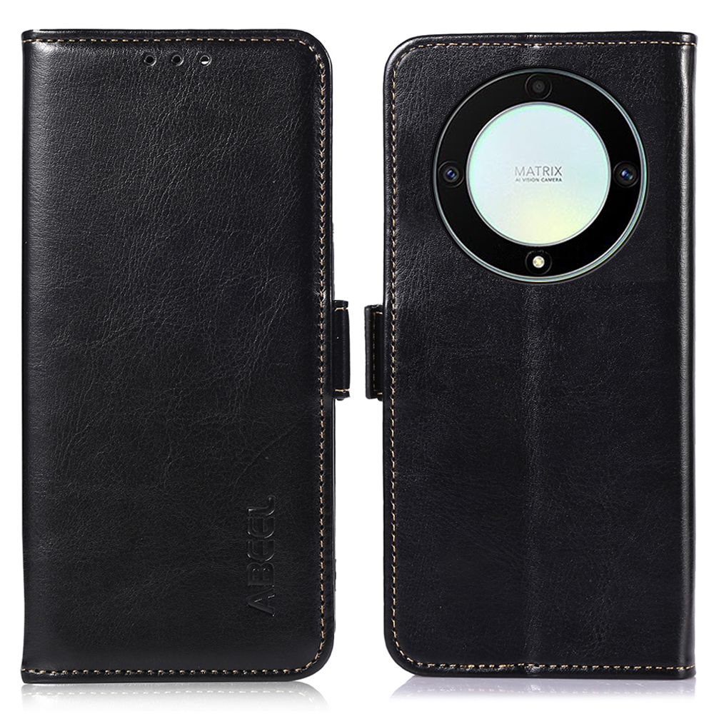 

ABEEL Wallet Case Für Ehren X9a 5g / X40 5g / Magic5 Lite 5g, PU Leder Crazy Horse Textur Stand Telefonabdeckung - Schwarz, Honor X9a 5G