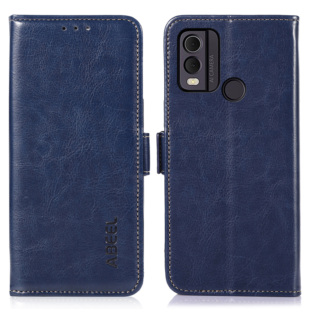 

Abeel Für Nokia C22 Wallet Mobiltelefonabdeckung TPU + PU Leder Telefonhülle Mit Verrückter Pferdestrukturoberfläche - Blau, Nokia C22