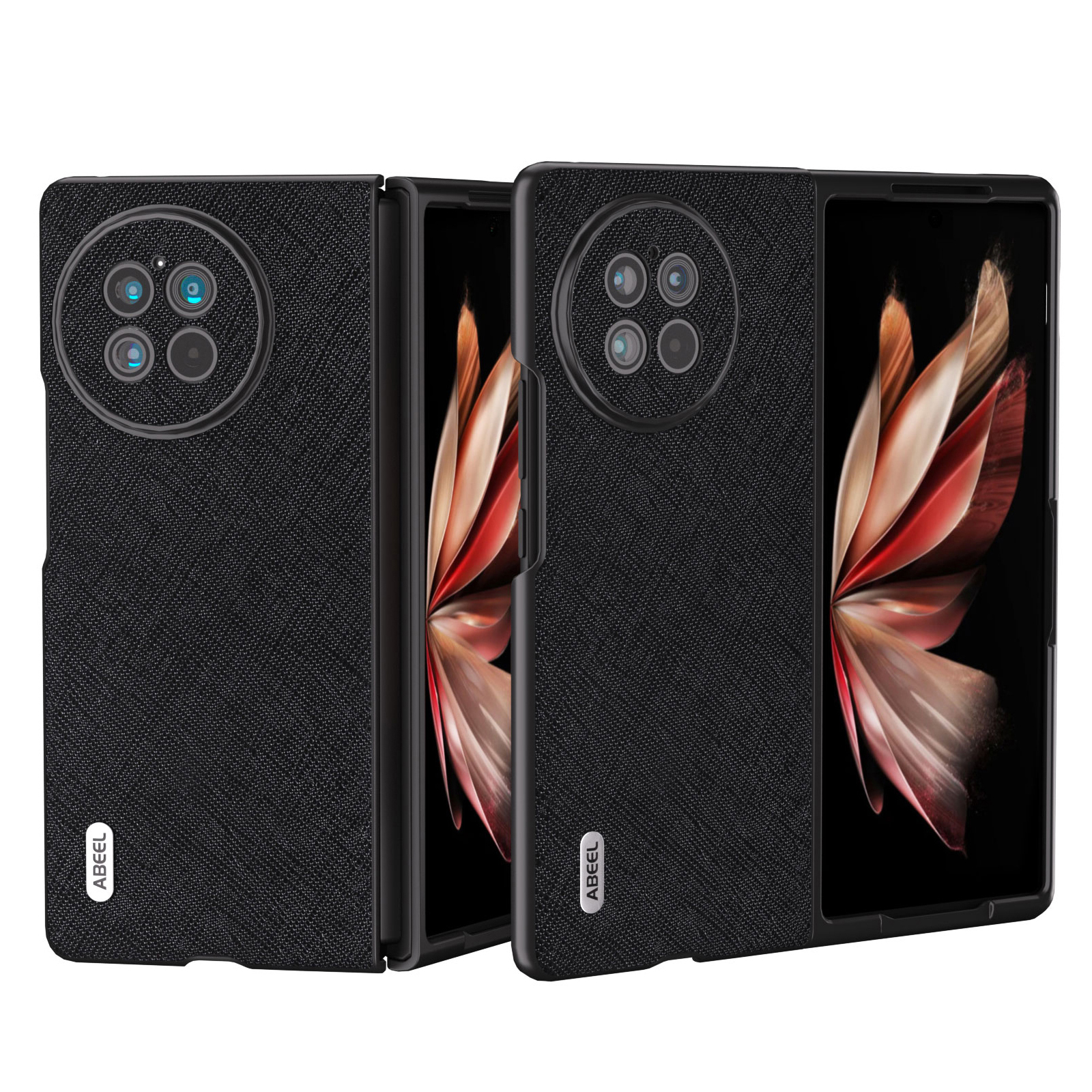 

ABEEL Für Vivo X Fold2 Kuhladen -leder -pc -hülle Cross Textur Handyabdeckung - Schwarz, vivo X Fold2