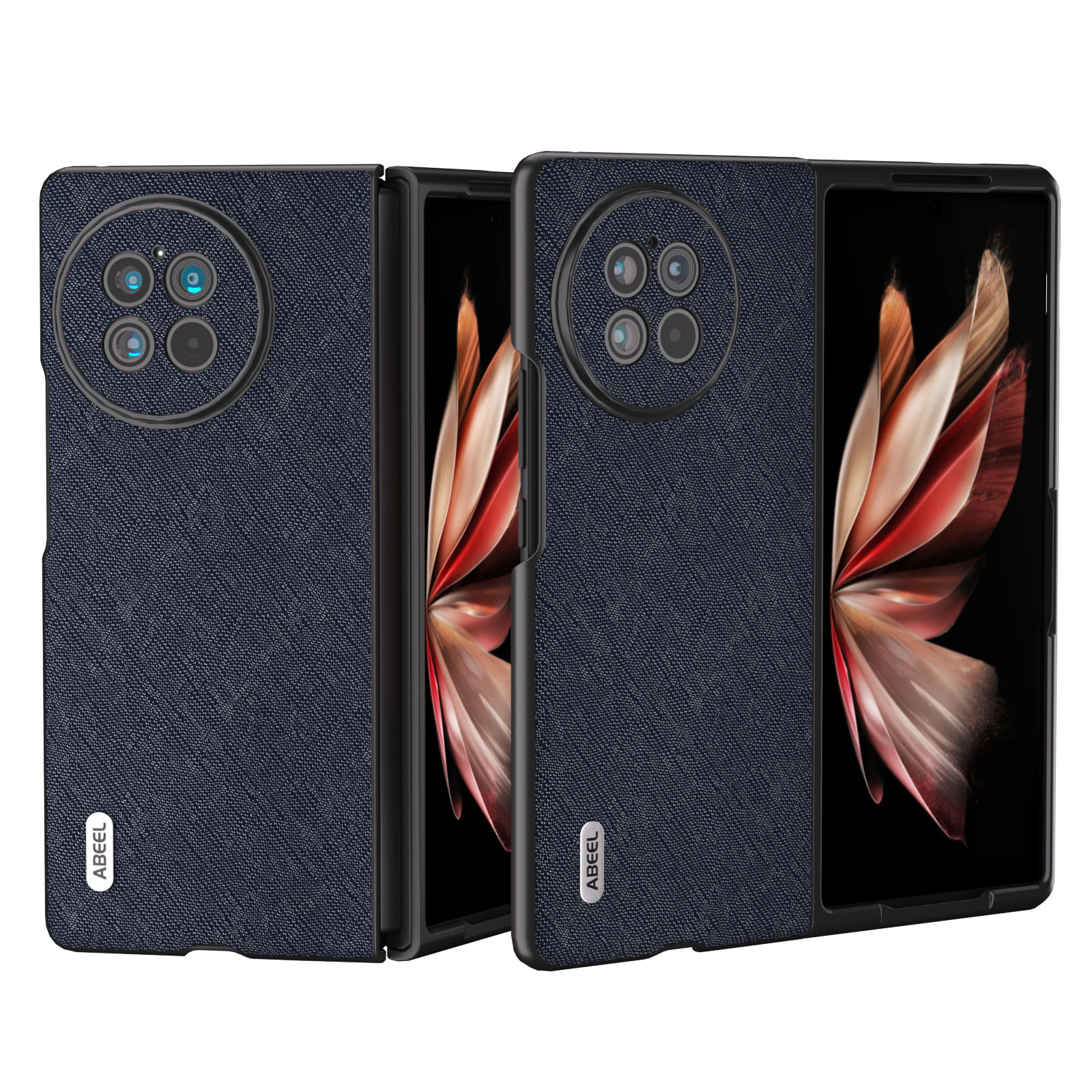 

ABEEL Für Vivo X Fold2 Kuhladen -leder -pc -hülle Cross Textur Handyabdeckung - Blau, vivo X Fold2