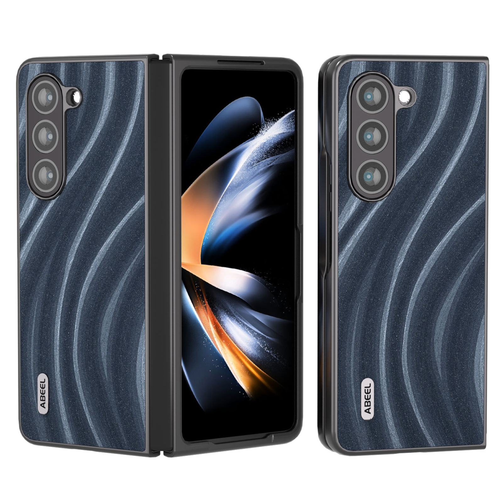 

ABEEL Für Samsung Galaxy Z Fold5 5G PU Lederbeschichtete PC -telefonhülle Slim Telefonabdeckung - Blau, Galaxy Z Fold5 5G
