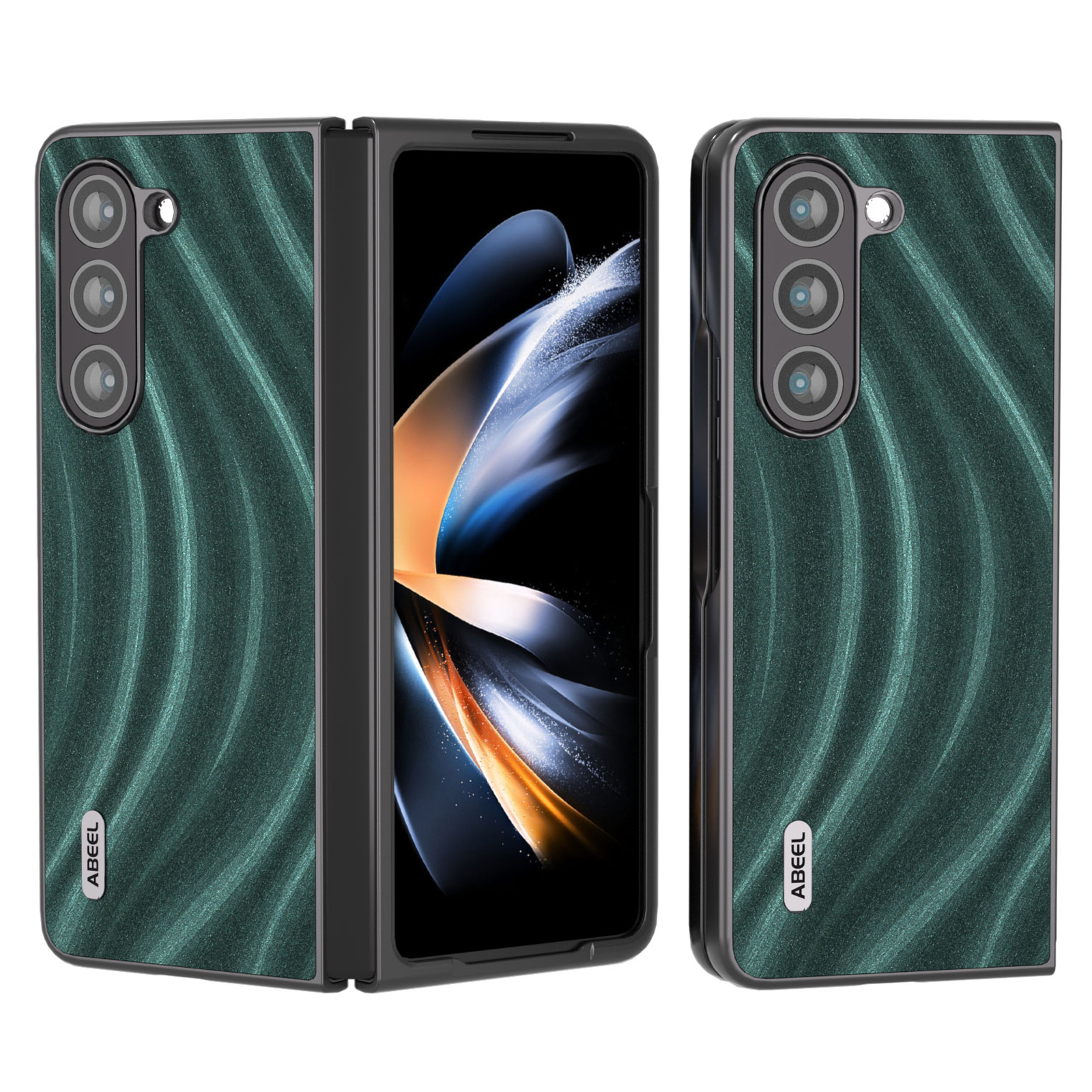 

ABEEL Für Samsung Galaxy Z Fold5 5G PU Lederbeschichtete PC -telefonhülle Slim Telefonabdeckung - Grün, Galaxy Z Fold5 5G