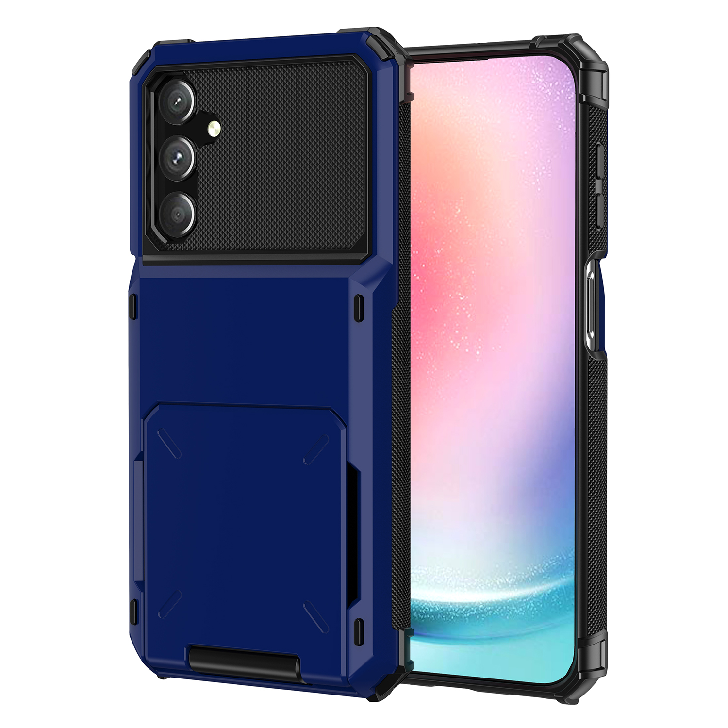 

Für Samsung Galaxy A24 4G TPU + PC Schockdichte Telefonkoffer Flip Open Card Slot Deckung - Blau, Galaxy A24 4G