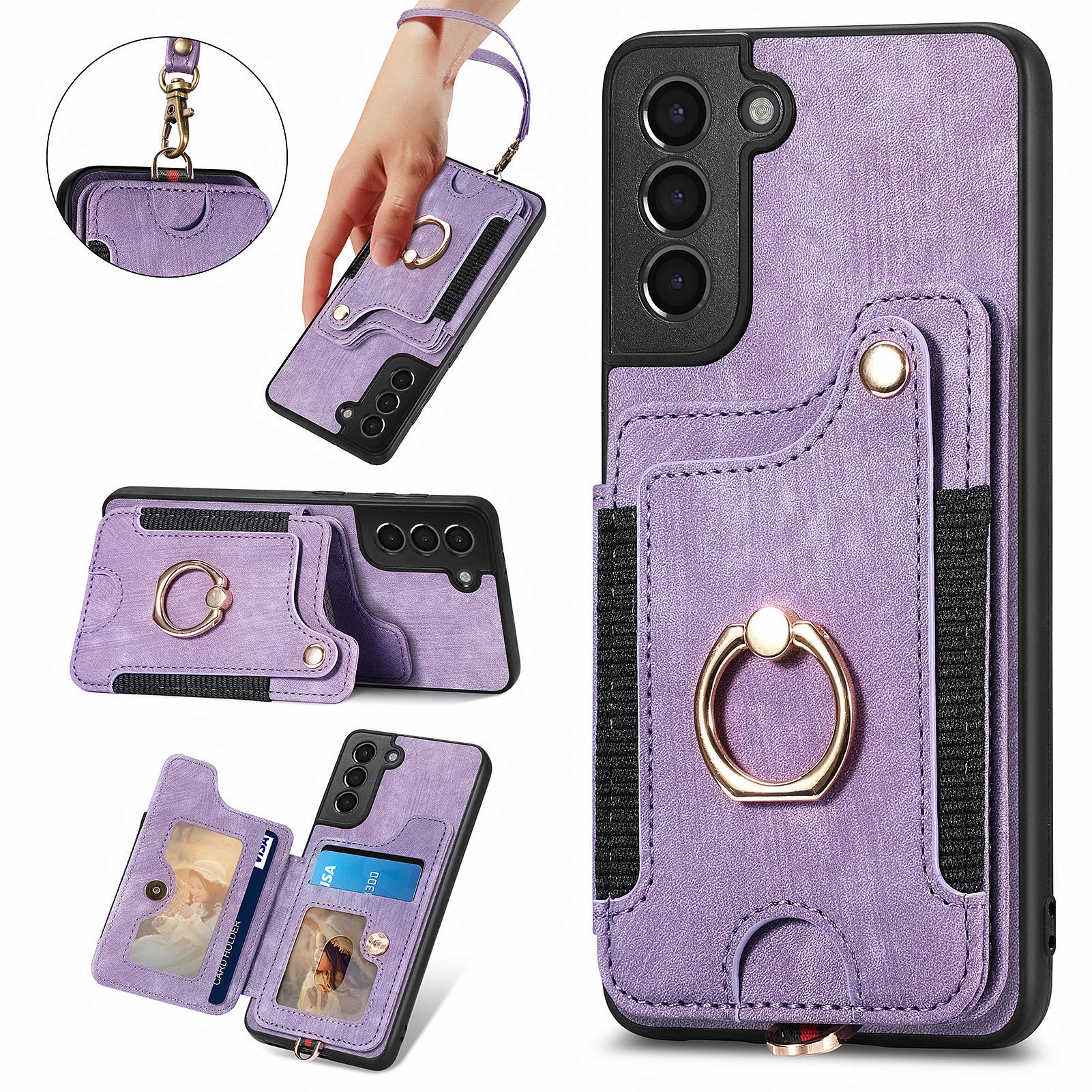 

Telefonabdeckung Für Samsung Galaxy S21+ 5g, PU -leder -pc+ Tpu RFID -blockierungskartenhalter Kickstand Hülle - Lila, Galaxy S21+ 5G