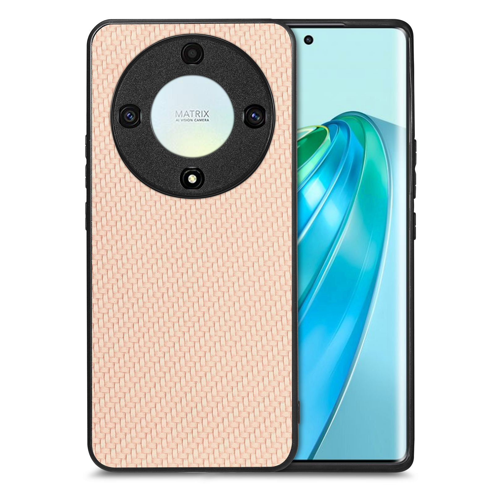 

Telefonkoffer Für Ehren X9a 5g / Magic5 Lite 5G Carbonfaser Textur PU Leder+pc+tpu -telefonabdeckung - Khaki, Honor X9a 5G