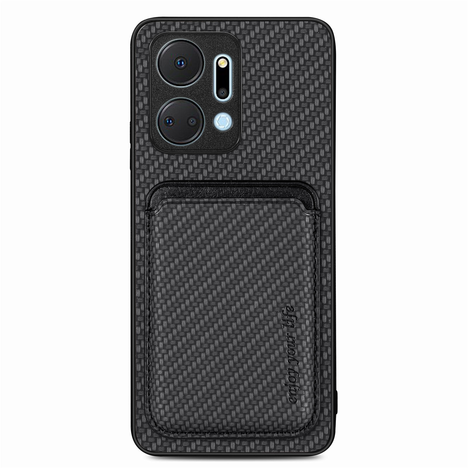 

Für Ehren X7a 4G Telefonkoffer Mit Abnehmbarem Kartenhalter, Carbon -fasertextur -leder+pc+tpu -abdeckung - Schwarz, Honor X7a 4G