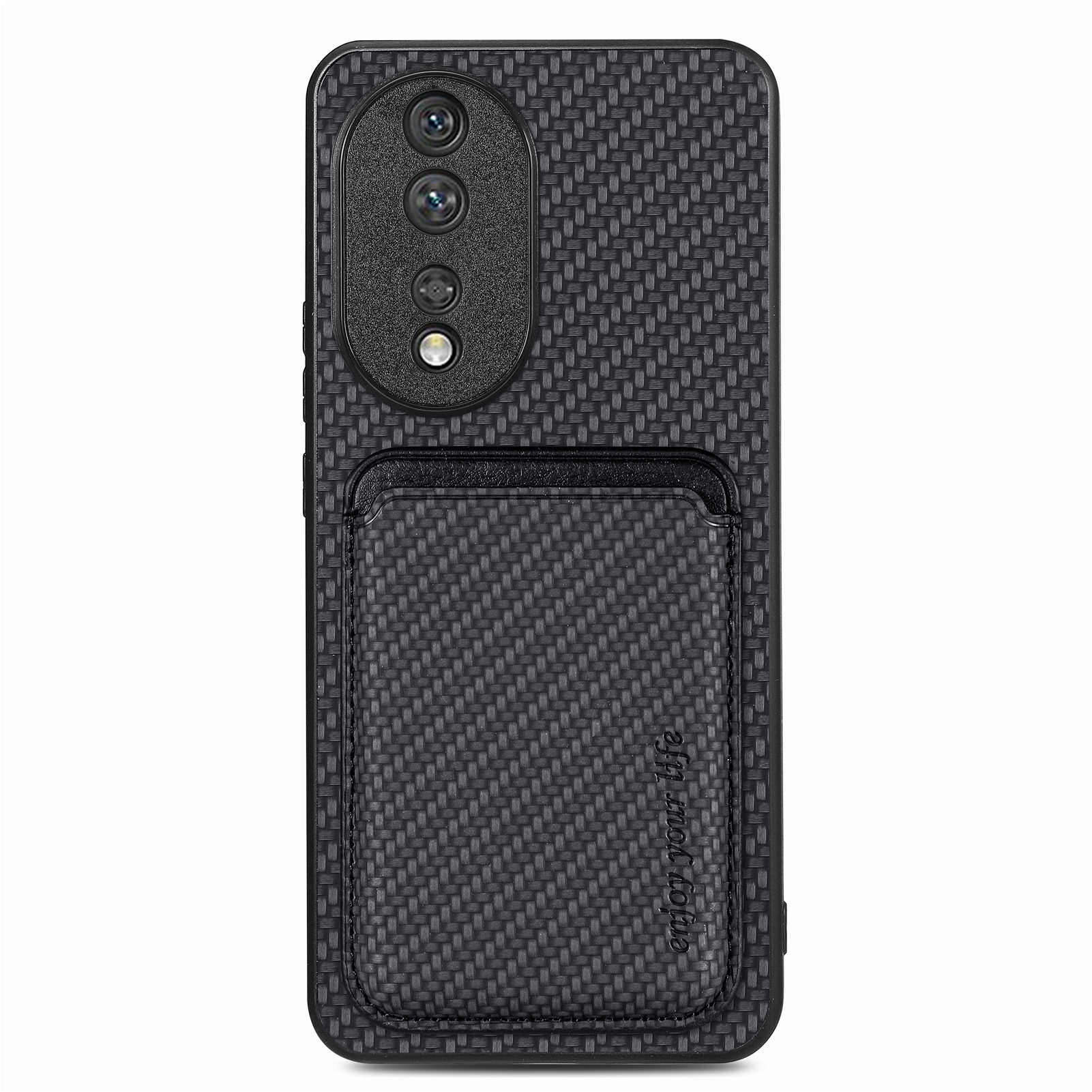 

Für Die Ehre 80 5G Carbon Faser Texture Phone Hülle Abnehmbare Magnetkartenhalter Leder Beschichtete PC+TPU -abdeckung - Schwarz, Honor 80 5G