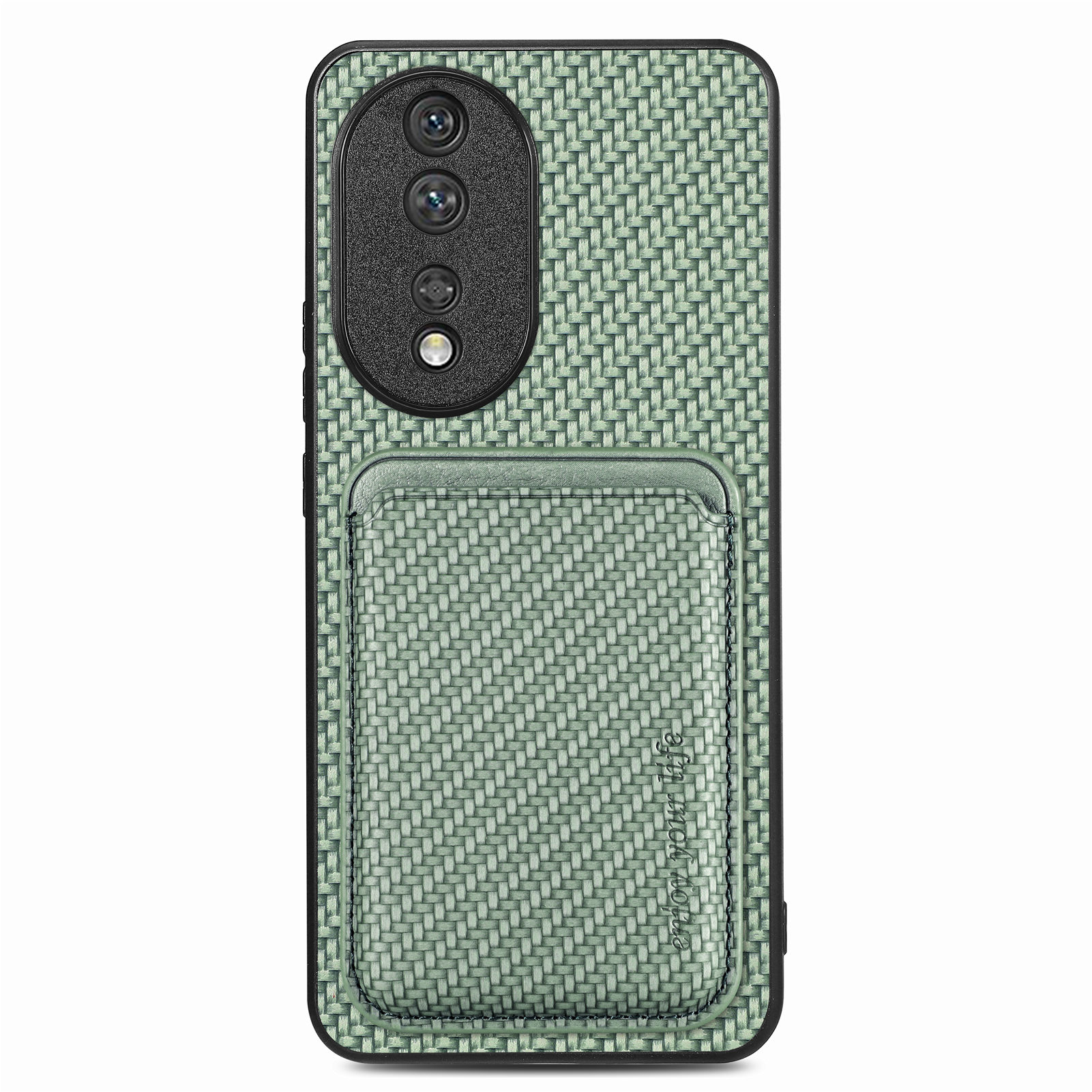 

Für Die Ehre 80 5G Carbon Faser Texture Phone Hülle Abnehmbare Magnetkartenhalter Leder Beschichtete PC+TPU -abdeckung - Grün, Honor 80 5G