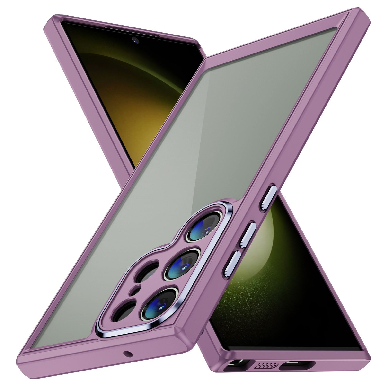 

Für Samsung Galaxy S23 Ultra Transparent Deckung Weiches TPU Hard Acryl Back Phone Case - Helles Lila, Galaxy S23 Ultra