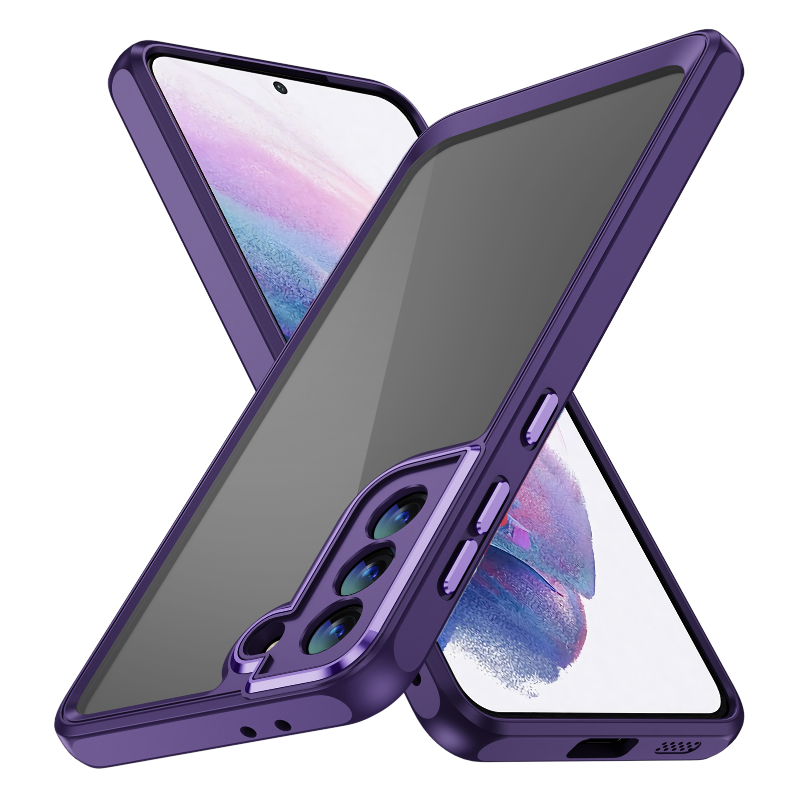 

Für Samsung Galaxy S21 + 5G Clear Phone Case Hard Acryl Zurück + Weiche Tpu-anti-kratzer - Dunkelviolett, Galaxy S21+ 5G