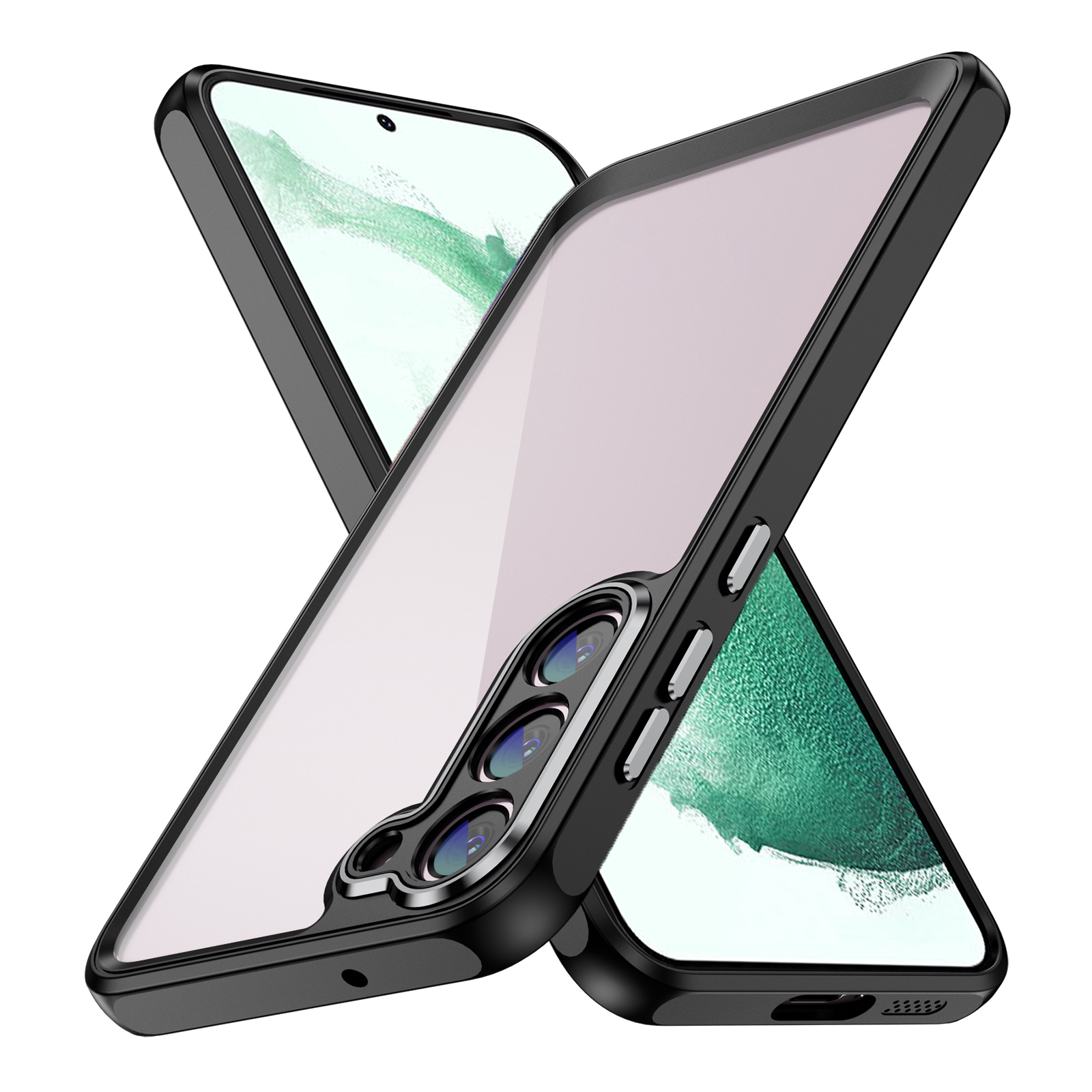 

Für Samsung Galaxy S22 + 5G Phone Case Clear Acryl + TPU -rahmenschutzabdeckung - Schwarz, Galaxy S22+ 5G