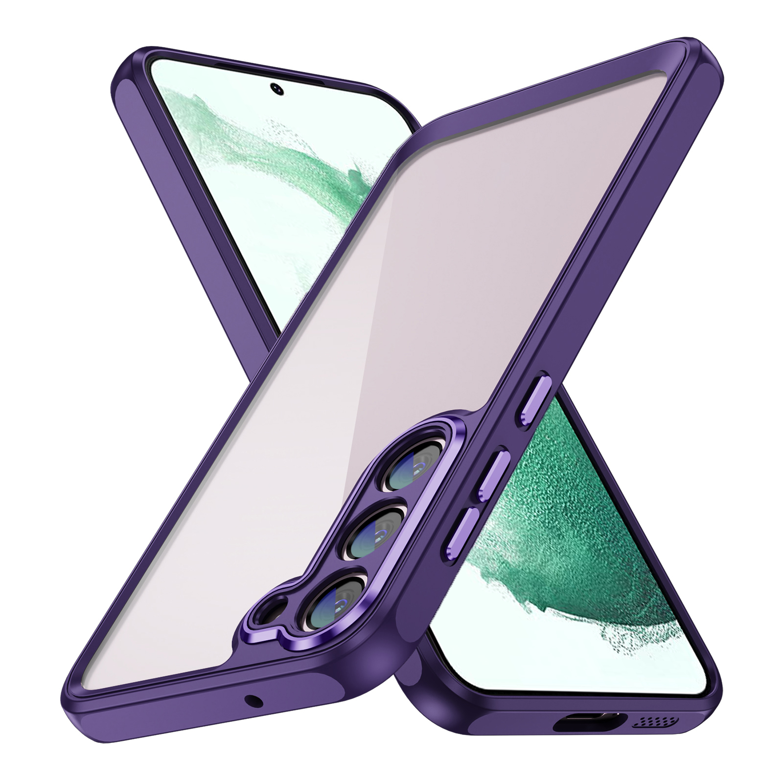 

Für Samsung Galaxy S22 + 5G Phone Case Clear Acryl + TPU -rahmenschutzabdeckung - Dunkelviolett, Galaxy S22+ 5G