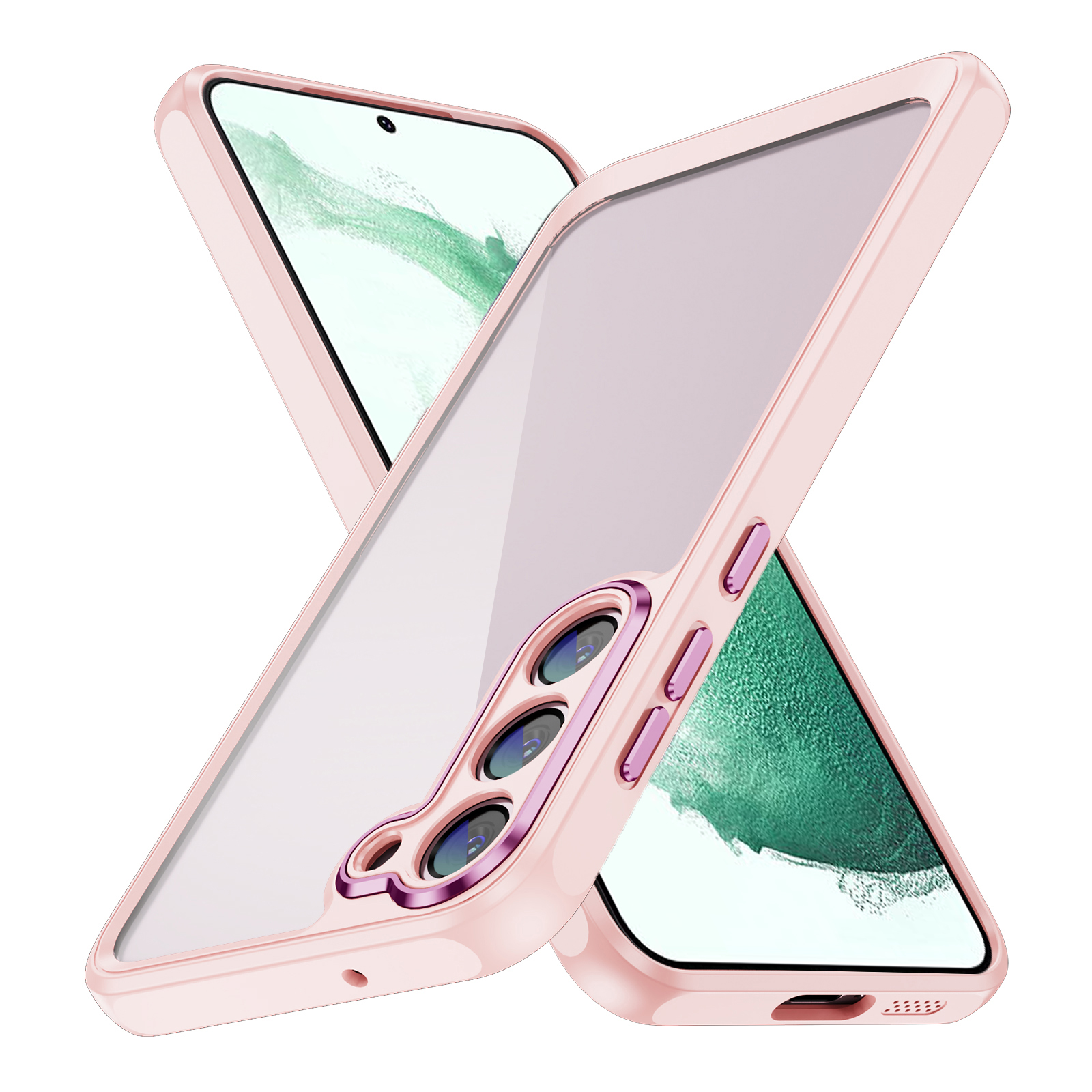 

Für Samsung Galaxy S22 + 5G Phone Case Clear Acryl + TPU -rahmenschutzabdeckung - Aprikosenrosa, Galaxy S22+ 5G