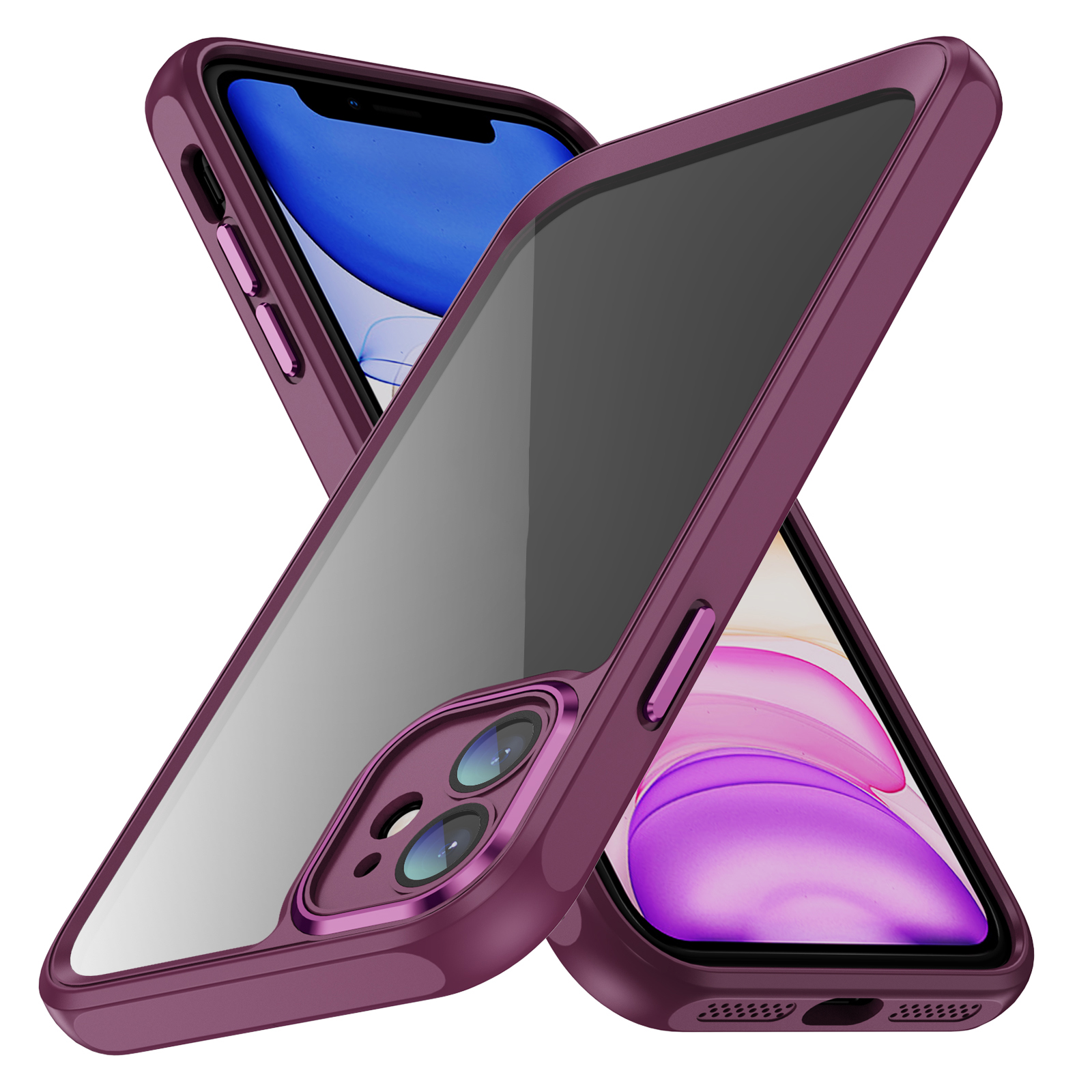 

Für Das Iphone 11 Hybridschockdicht Von TPU + Acryl -phone -hülle Metallkamera Rahmen Klare Rückzugabdeckung - Rose, iPhone 11