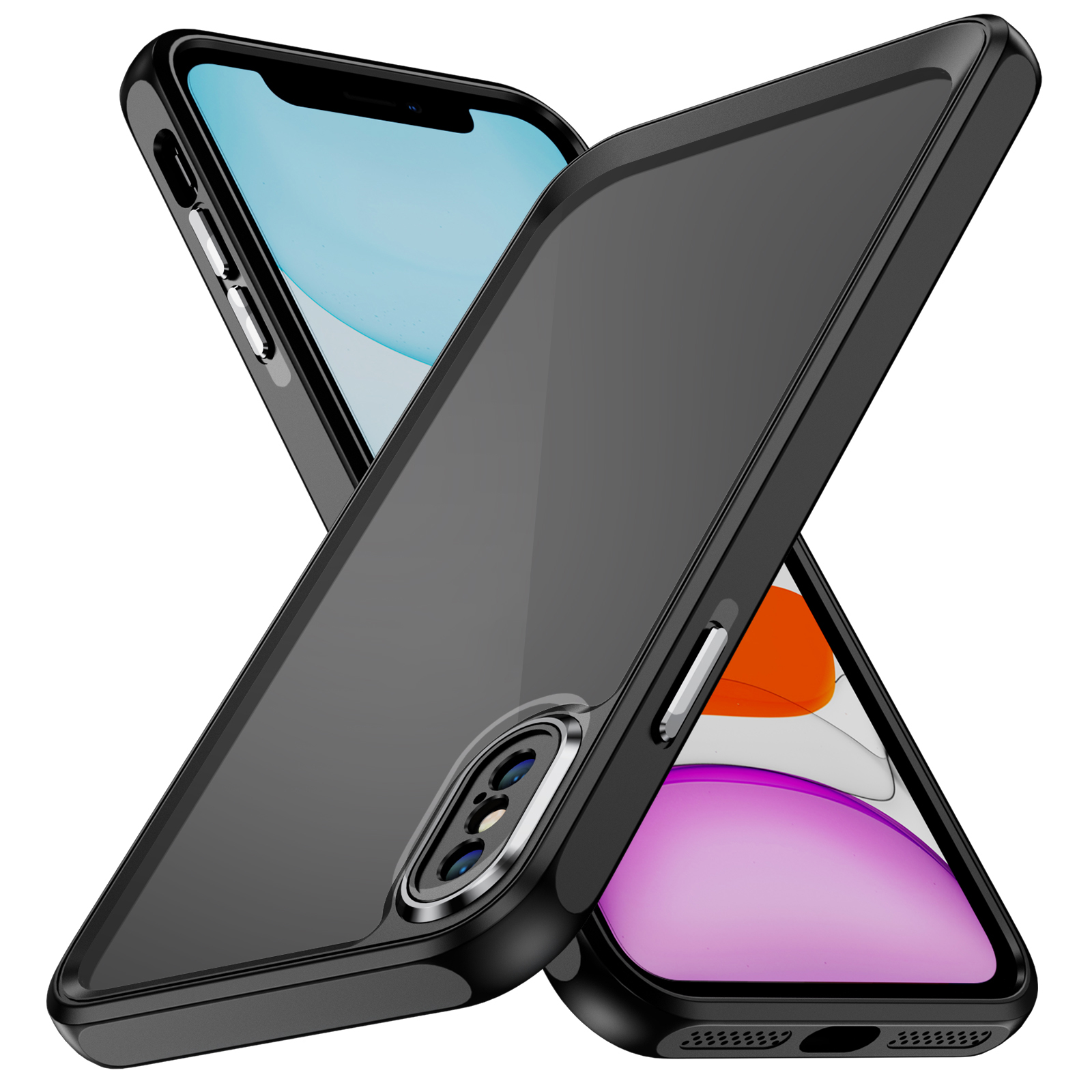 

Für Iphone X / XS 5,8 Zoll Kristallklares Telefonfall Stoßdämpfung Tpu+acryl Rückzugabdeckung - Schwarz, iPhone X