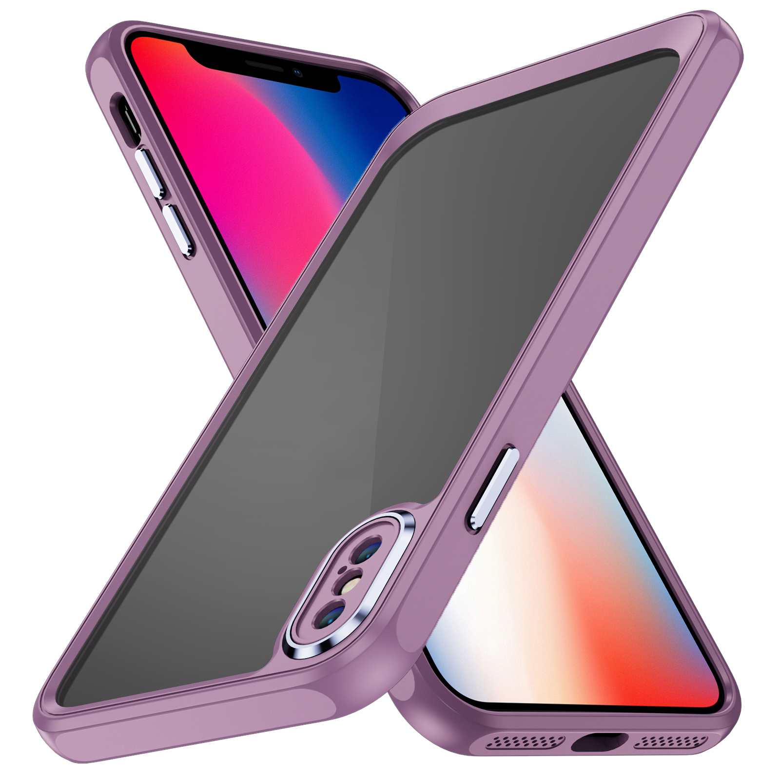

Für Iphone X / XS 5,8 Zoll Kristallklares Telefonfall Stoßdämpfung Tpu+acryl Rückzugabdeckung - Helles Lila, iPhone X