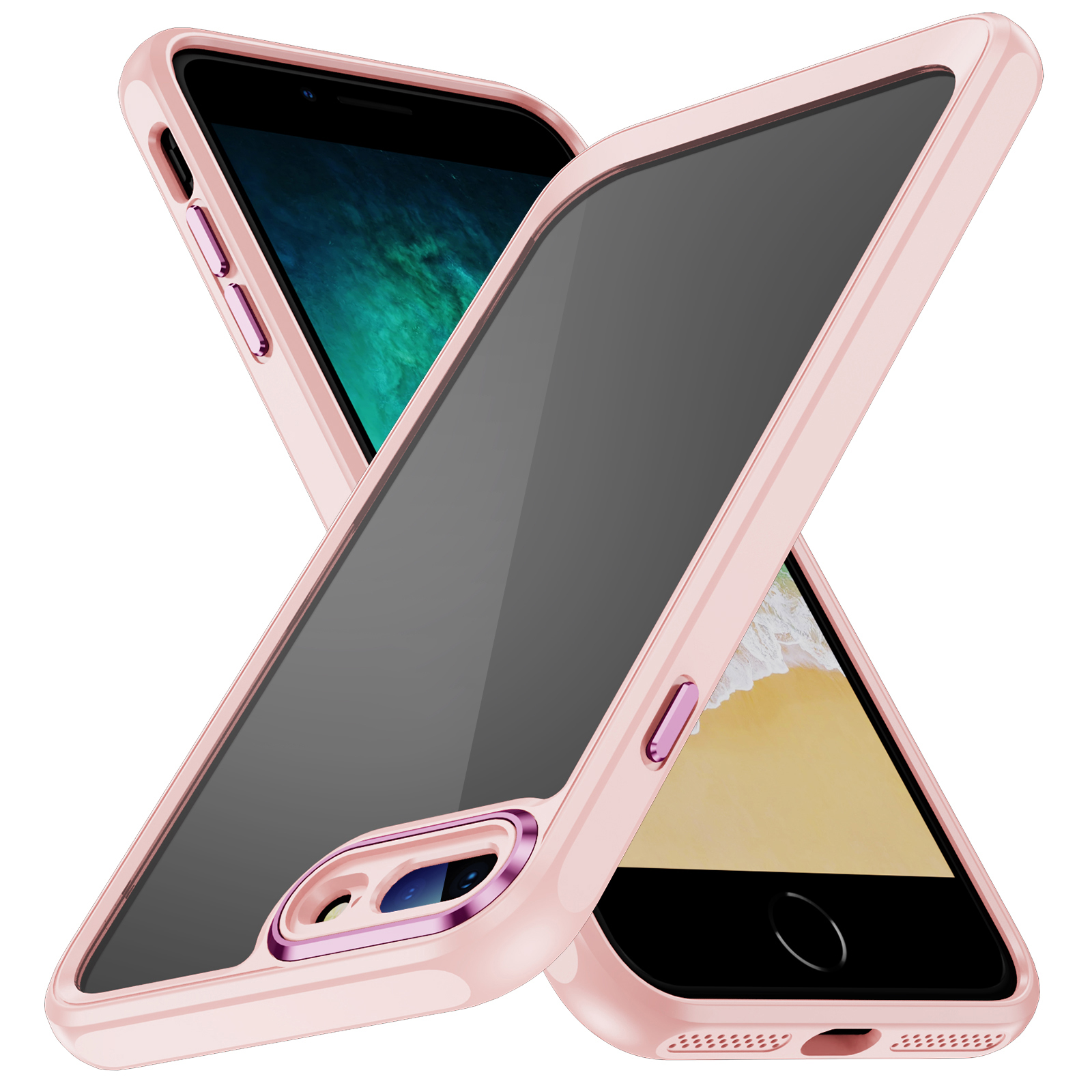 

Für Iphone 7 Plus / 8 Plus Clear Back Case Acryl + TPU Design Herbstprävention Telefonabdeckung - Aprikosenrosa, iPhone 7 Plus 5.5 inch