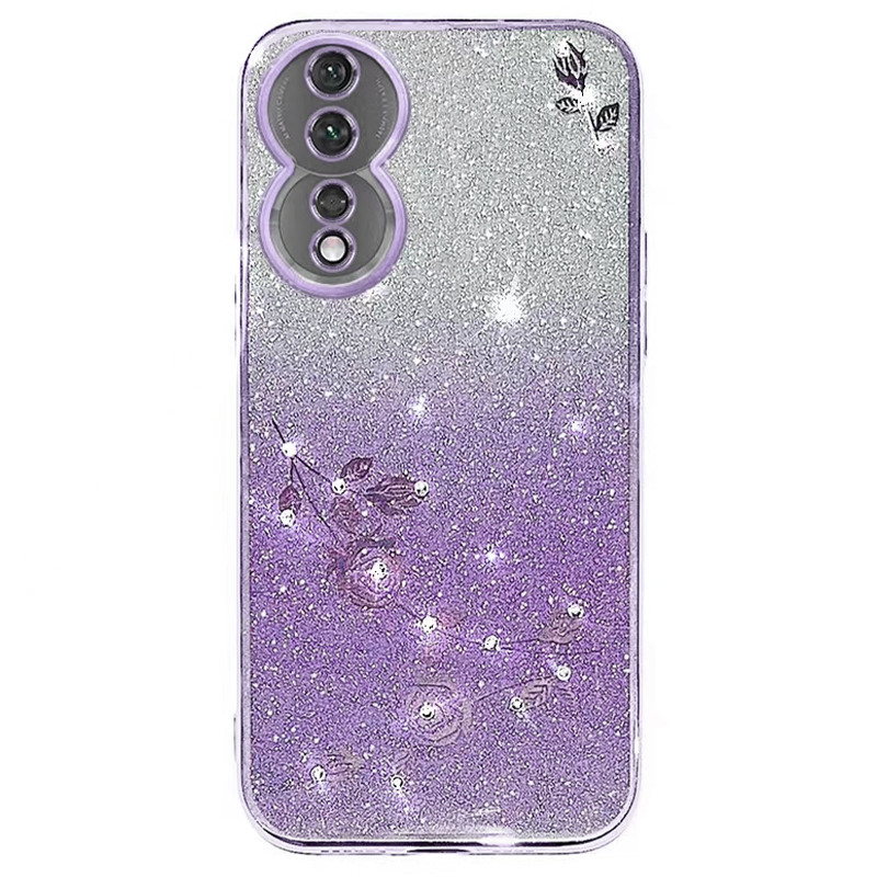 

Telefonabdeckung Für Honor 90, Blumenstressgradient Glitzer TPU -schutzhülle - Lila, Honor 90