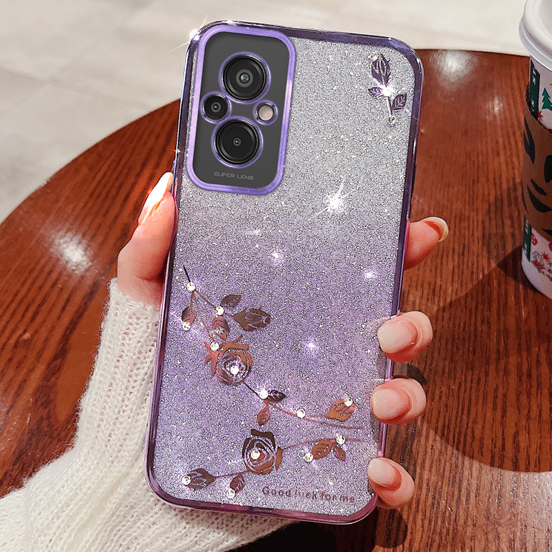 

Für Xiaomi Redmi 11 Prime 4G Anti-scratch-telefonabdeckung Blume Strass Gradient Glitter Tpu-hülle - Lila, Xiaomi Redmi 11 Prime 4G