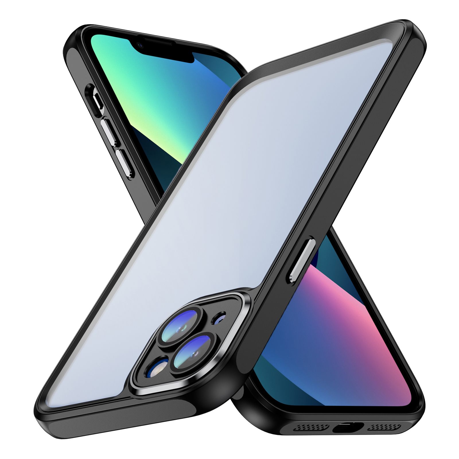 

Für Iphone 13 Tropfenproof -telefonhülle Acryl+tpu Clear Deckung Mit Kamera -objektivschutzschutz - Schwarz, iPhone 13
