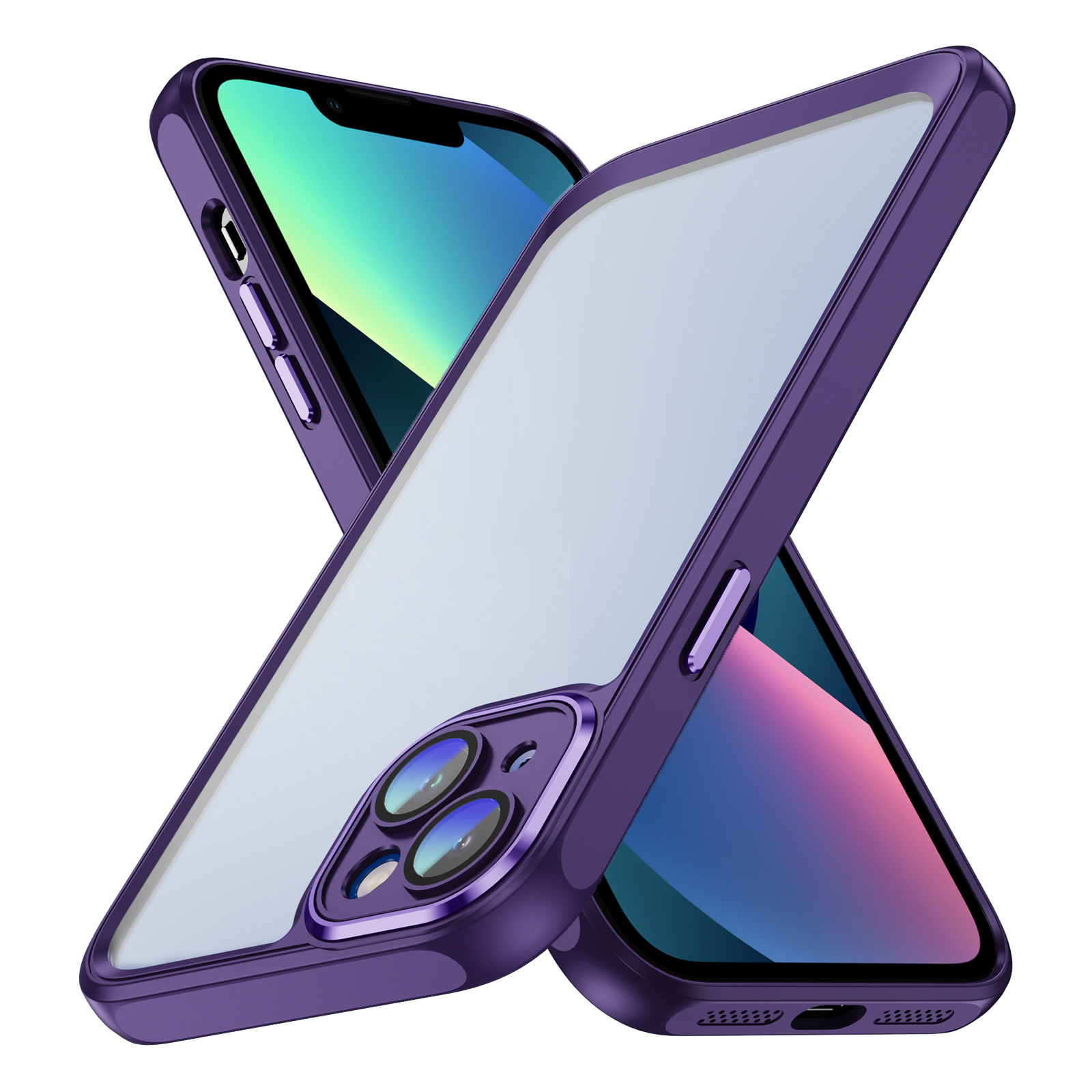 

Für Iphone 13 Tropfenproof -telefonhülle Acryl+tpu Clear Deckung Mit Kamera -objektivschutzschutz - Dunkelviolett, iPhone 13