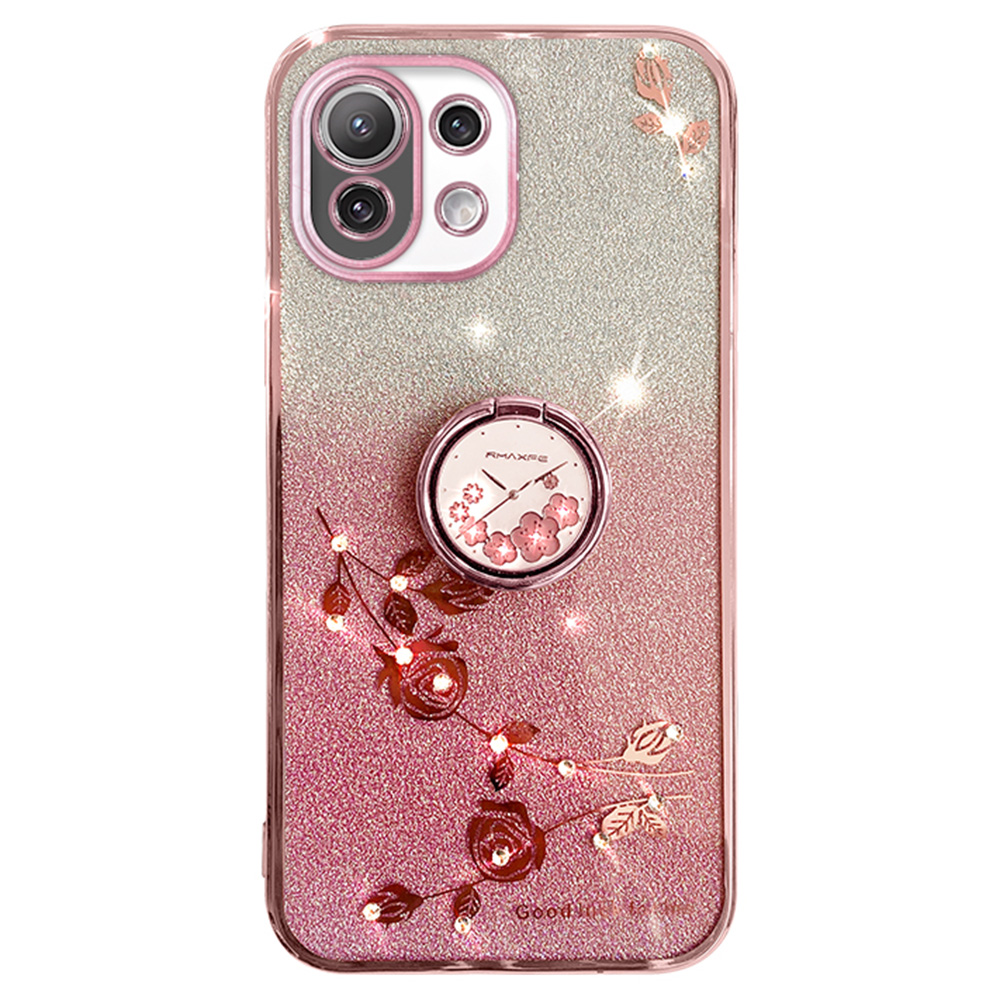 

Für Xiaomi Mi 11 Lite 4g / 5g / 11 Lite 5G NE Kickstand Telefonhülle Strassblume TPU -abdeckung - Roségold, Xiaomi Mi 11 Lite 5G