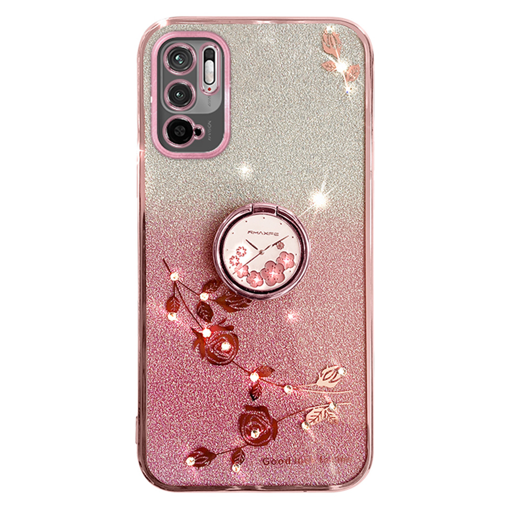 

Schutzhülle Für Xiaomi Redmi Anmerkung 10 5G Kickstand Telefonschale Strassblume TPU -abdeckung - Roségold, Xiaomi Redmi Note 10 5G