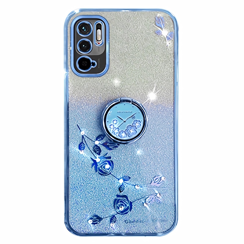 

Schutzhülle Für Xiaomi Redmi Anmerkung 10 5G Kickstand Telefonschale Strassblume TPU -abdeckung - Blau, Xiaomi Redmi Note 10 5G