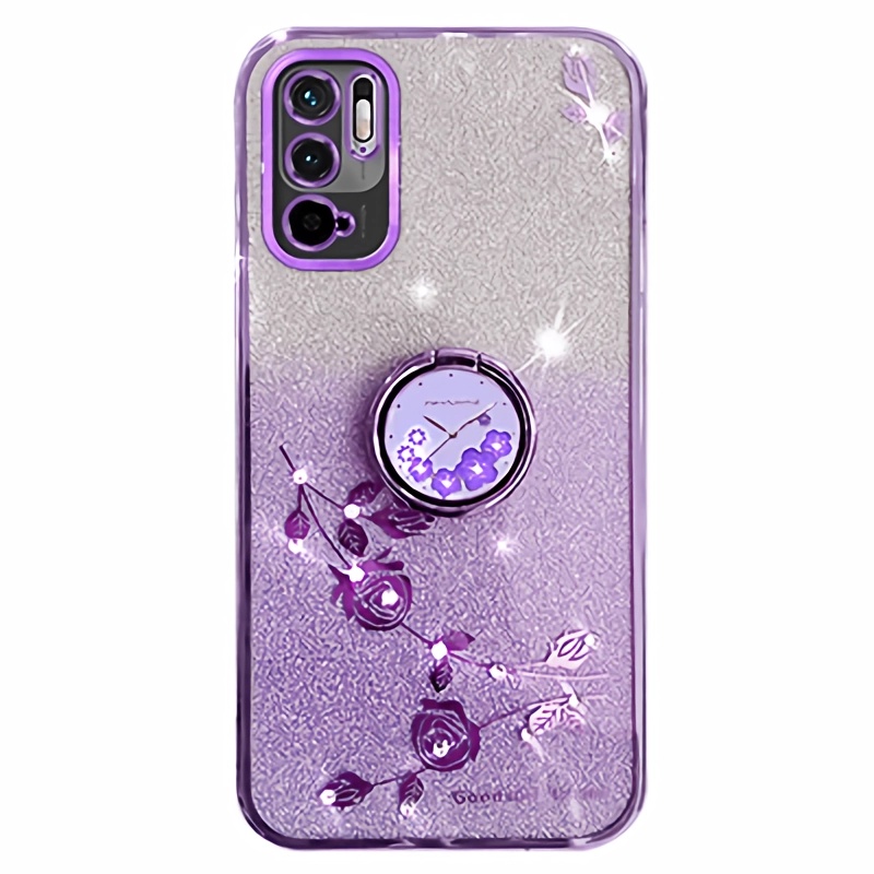 

Schutzhülle Für Xiaomi Redmi Anmerkung 10 5G Kickstand Telefonschale Strassblume TPU -abdeckung - Lila, Xiaomi Redmi Note 10 5G
