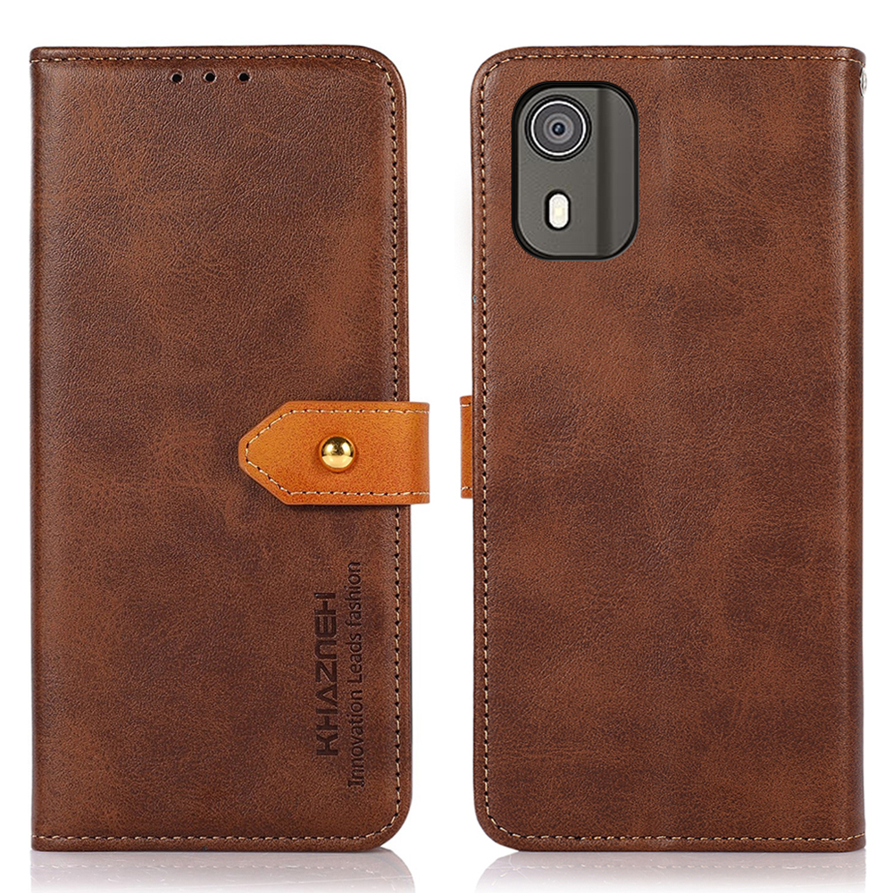 

Khazneh Stand Wallet Leder Hülle Für Nokia C02, Cowide Textur Vollschutz Telefonabdeckung - Braun, Nokia C02