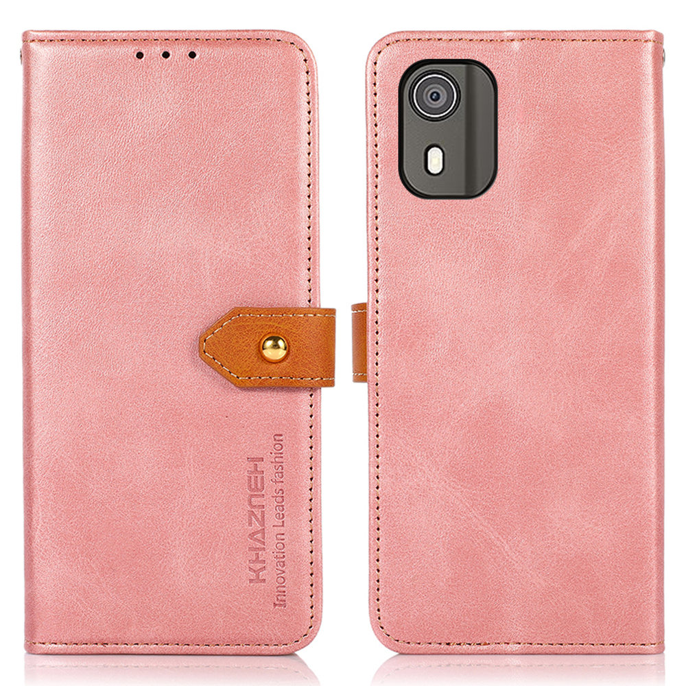 

Khazneh Stand Wallet Leder Hülle Für Nokia C02, Cowide Textur Vollschutz Telefonabdeckung - Roségold, Nokia C02