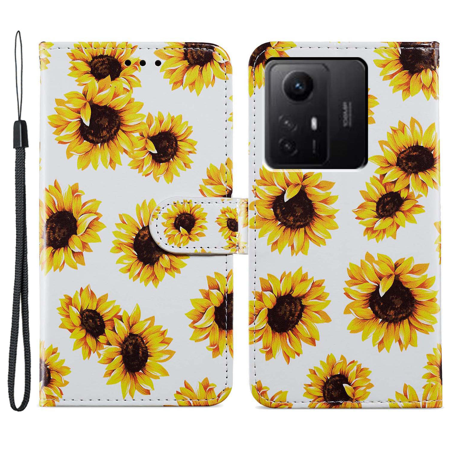 

Für Xiaomi Redmi Note 12s 4G PU Leder Brieftaschenabdeckungsmuster Druckspiegel Flip Ständer Telefonhülle - Sonnenblume, Xiaomi Redmi Note 12S 4G
