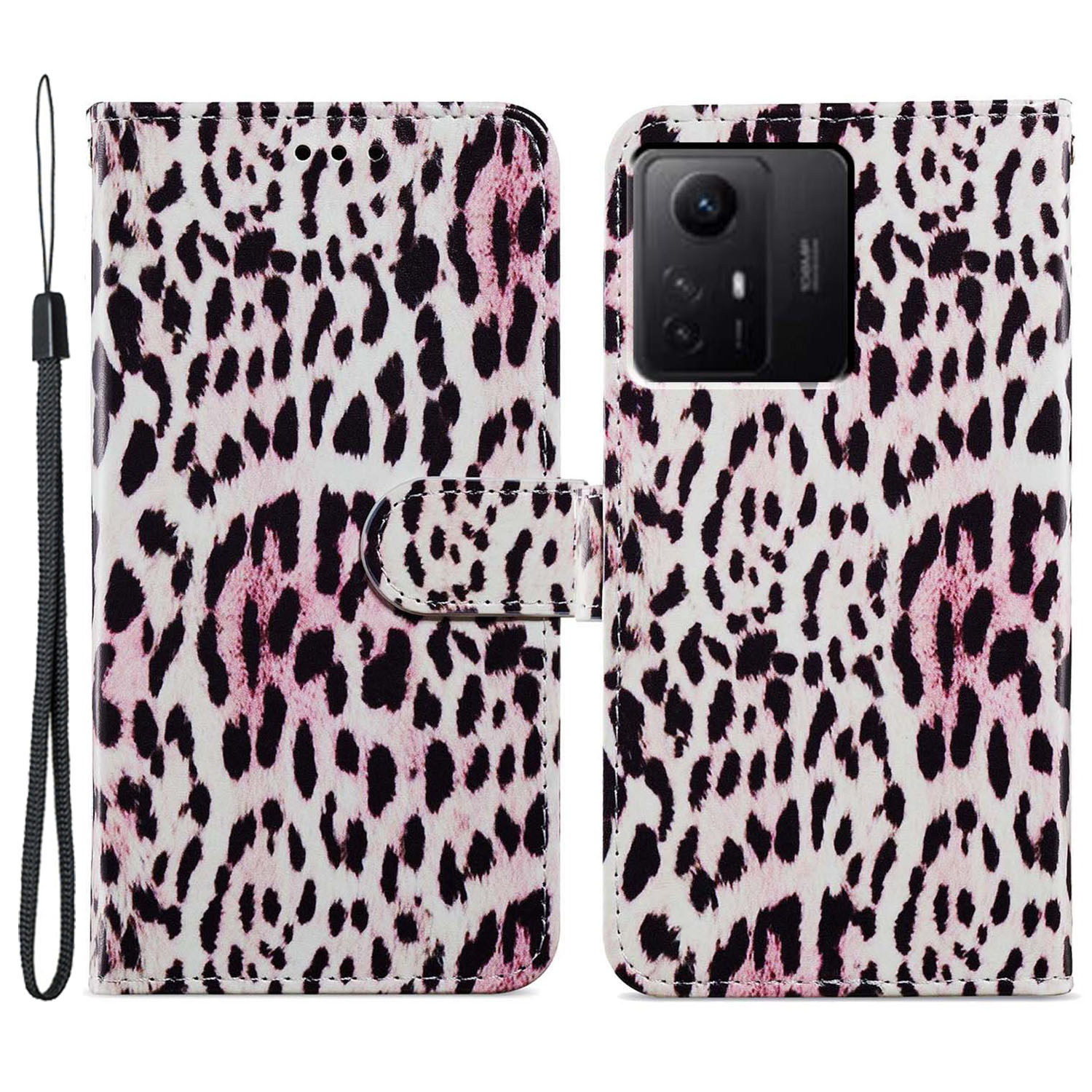 

Für Xiaomi Redmi Note 12s 4G PU Leder Brieftaschenabdeckungsmuster Druckspiegel Flip Ständer Telefonhülle - Leopard, Xiaomi Redmi Note 12S 4G