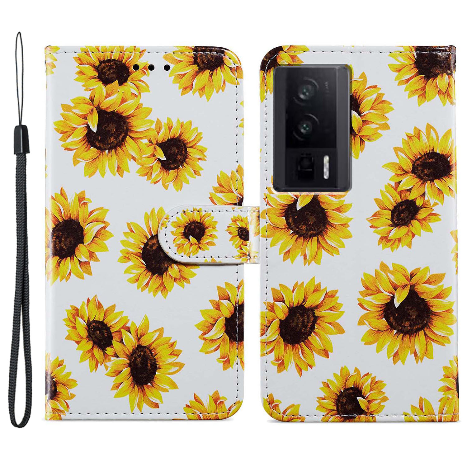 

Leder -telefonhülle Für Xiaomi Redmi K60 5G / K60 Pro 5g / Poco F5 Pro 5g, Musterdruckflip -ständer Brieftasche Abdeckung - Sonnenblume, Xiaomi Redmi K60 5G