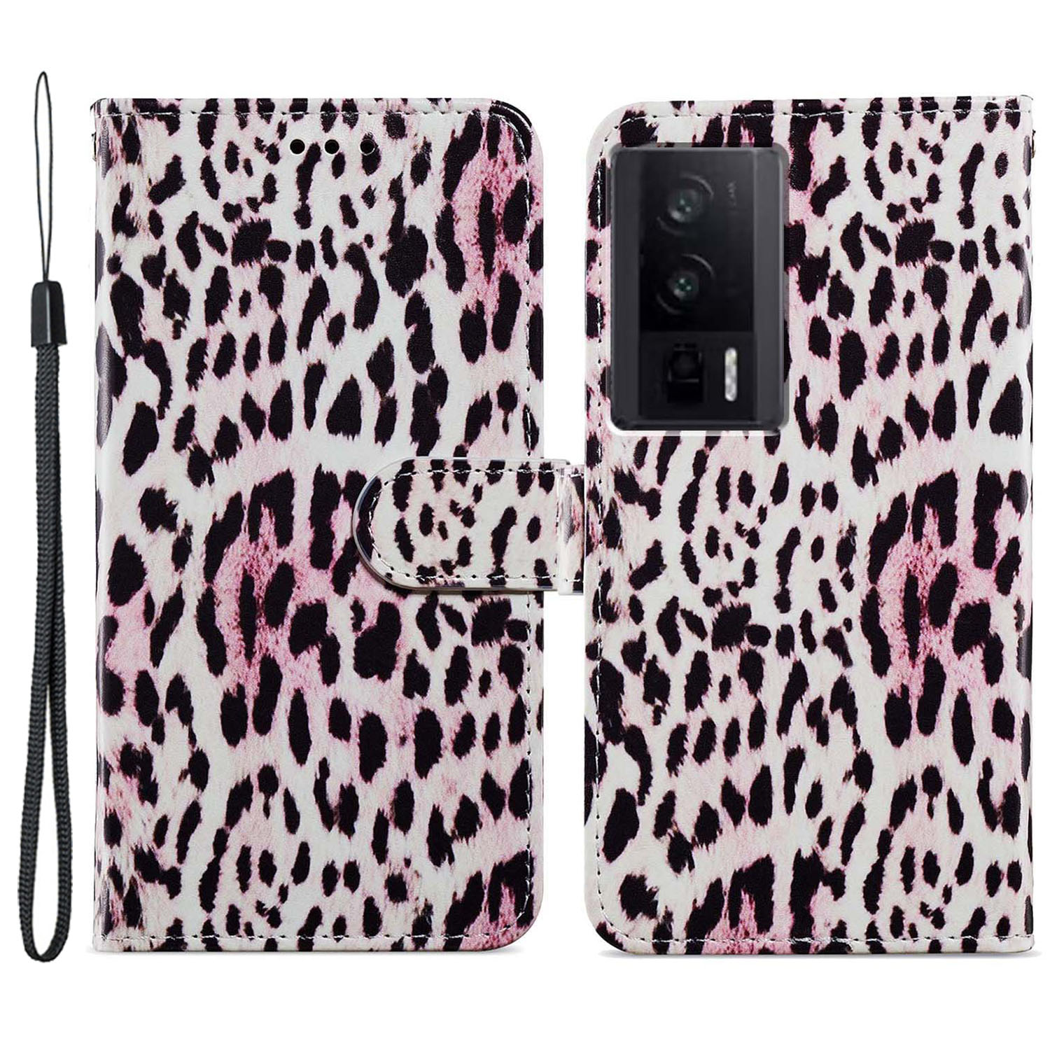 

Leder -telefonhülle Für Xiaomi Redmi K60 5G / K60 Pro 5g / Poco F5 Pro 5g, Musterdruckflip -ständer Brieftasche Abdeckung - Leopard, Xiaomi Redmi K60 5G