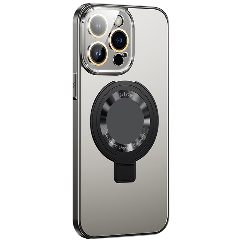 

Für Iphone 14 Pro Max Kompatibel Mit Magsafe Logo -ausschnitt 2,0 mm Dicker PC+TPU -telefonabdeckung Mit Kickstand - Dunkelgrau, iPhone 14 Pro Max