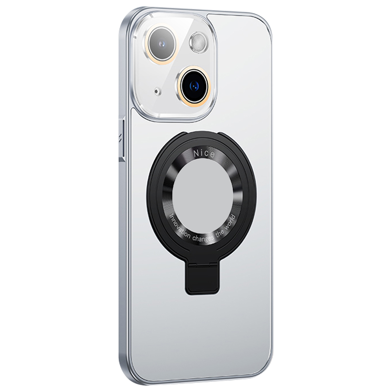 

Kickstand -hülle Für Iphone 14 Kompatibel Mit Magsafe 2,0 mm Dicker PC+TPU -telefonabdeckung Mit Logo -ansichtsausschnitt - Silber, iPhone 14