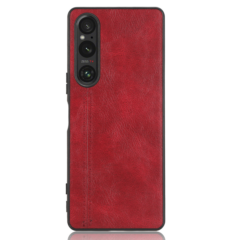 

Für Sony Xperia 1 V PU Lederbeschichtete Tpu+pc-telefonhülle Stitching-leitungen Anti-drop-abdeckung - Rot, Sony Xperia 1 V