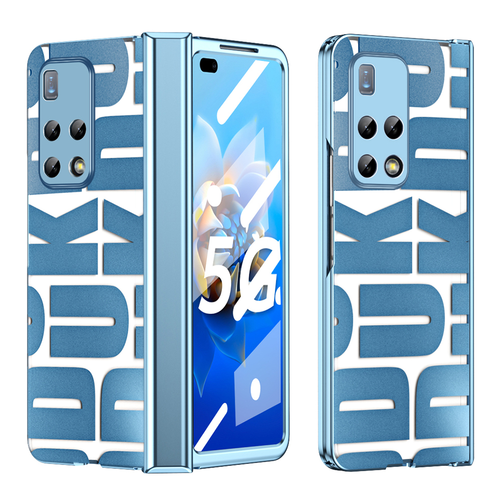 

Für Huawei Mate X2 4g / 5G Telefonhülle Hartpc -elektroplattenrahmen Stoßdicht Mit Geschmittertem Glasfilm - Blau, Huawei Mate X2 4G
